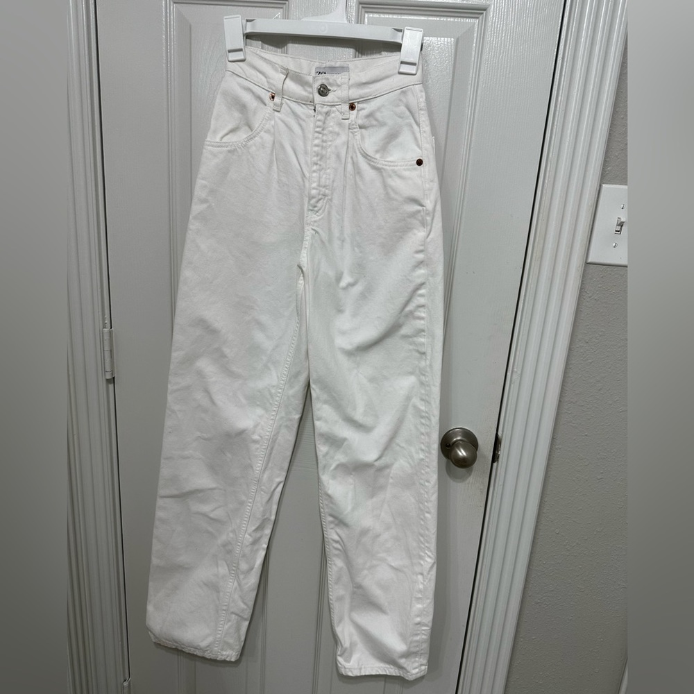 NWOT - Zara Hi-Rise Wide-Leg Full-Length White Jeans in - Size 0